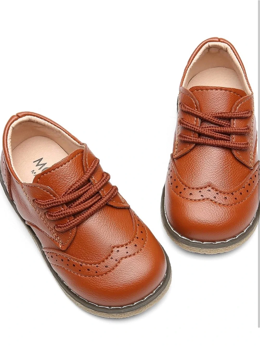 892. MG Baby Classic Oxford Leather Dress Shoes Toddler Size 8 Brown/Tan